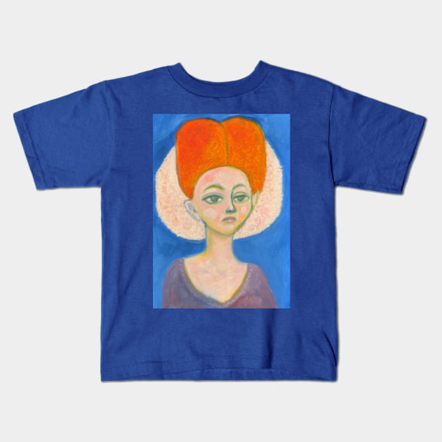 Queen Bess with red big hair Kids T-Shirt by Mokoosh